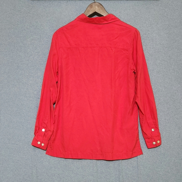 Vintage Lizden 100% Silk Coral Long Sleeved Button Down Shirt - Picture 2 of 5